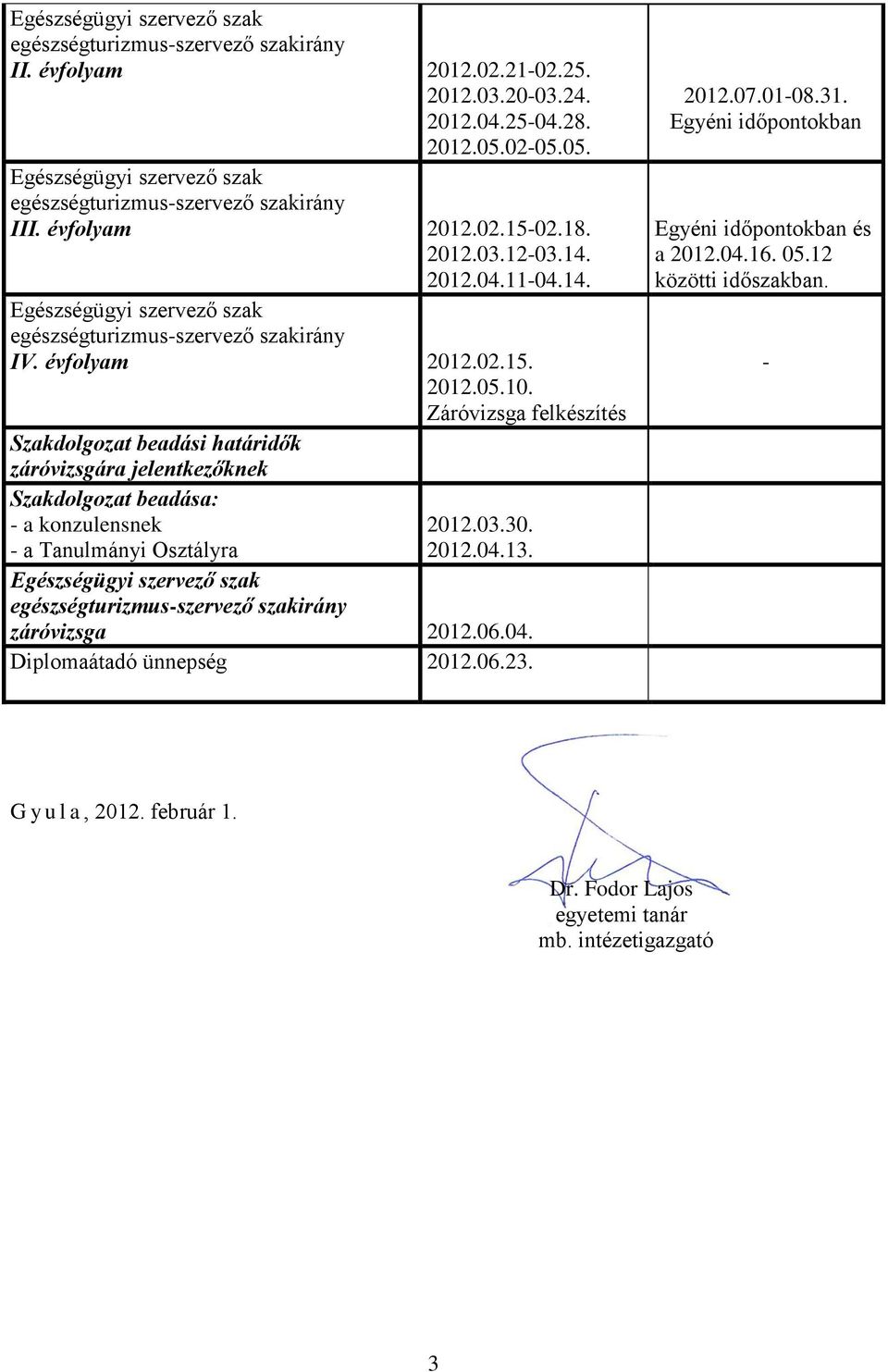 Záróvizsga felkészítés Szakdolgozat beadási határidők záróvizsgára jelentkezőknek Szakdolgozat beadása: - a konzulensnek - a Tanulmányi Osztályra 2012.03.30. 2012.04.13.