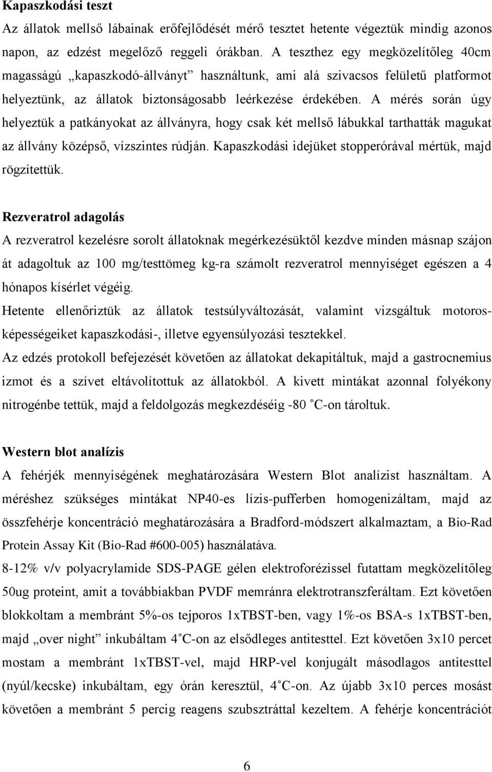 A mérés során úgy helyeztük a patkányokat az állványra, hogy csak két mellső lábukkal tarthatták magukat az állvány középső, vízszintes rúdján.