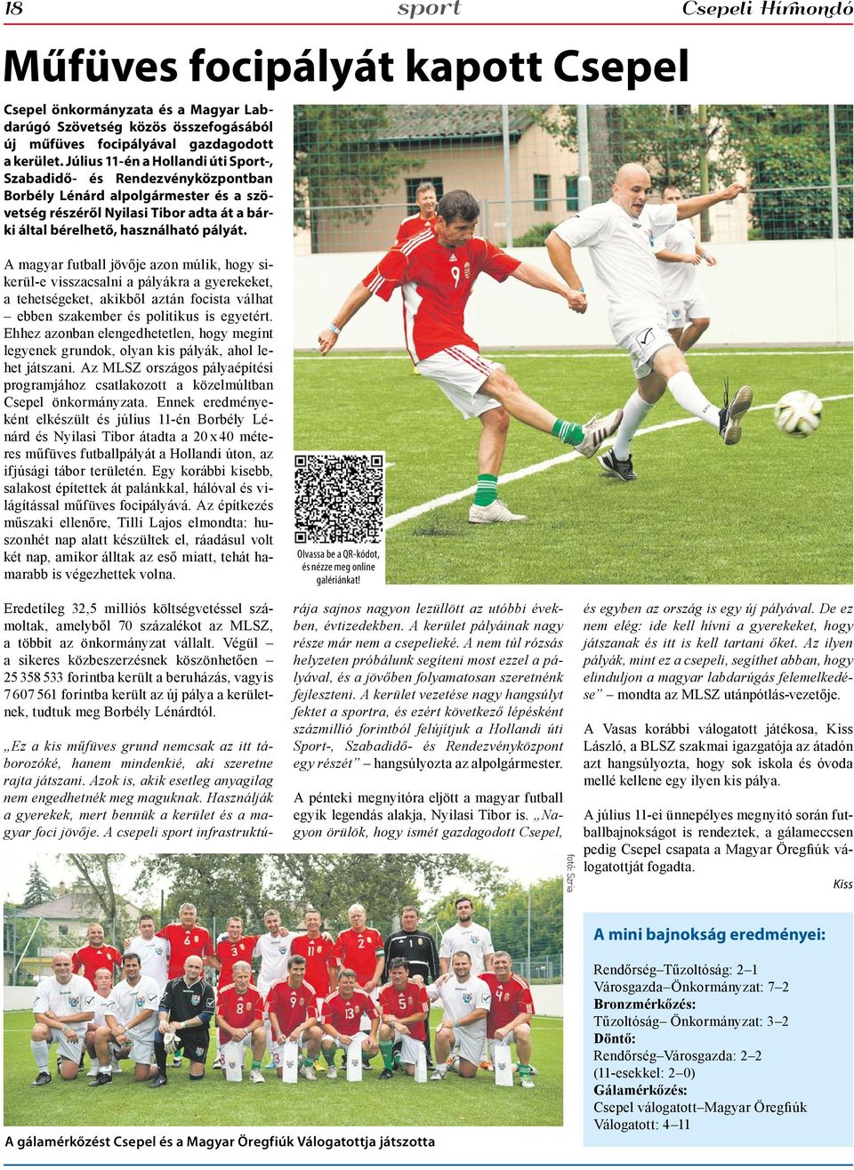 sport Műfüves focipályát kapott Csepel A magyar futball jövője azon múlik, hogy sikerül-e visszacsalni a pályákra a gyerekeket, a tehetségeket, akikből aztán focista válhat ebben szakember és