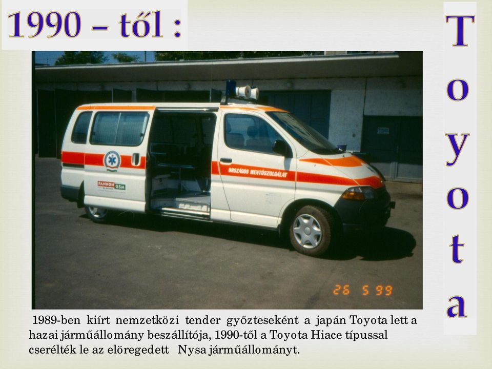 beszállítója, 1990-t l a Toyota Hiace