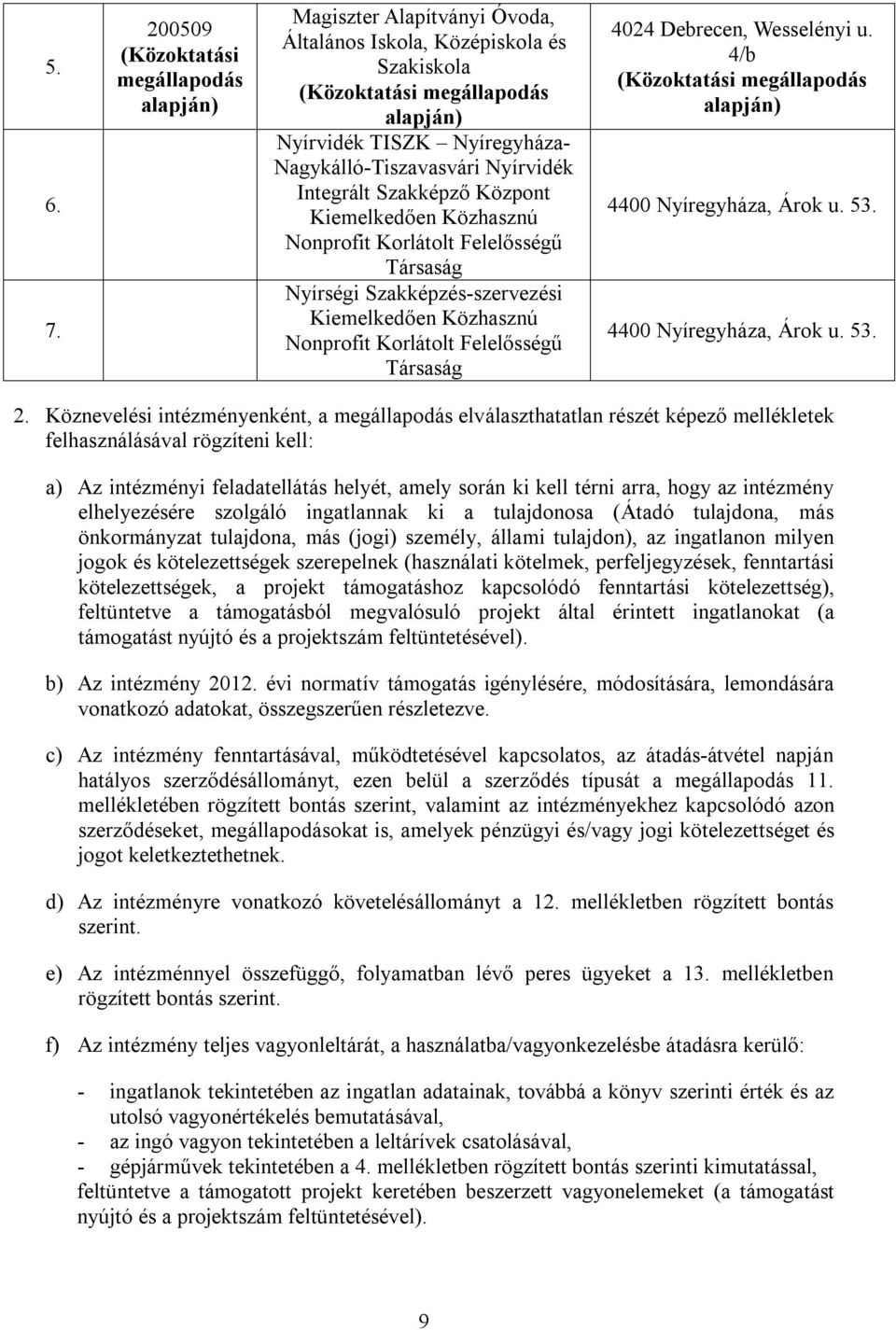 Nagykálló-Tiszavasvári Nyírvidék Integrált Szakképző Központ Kiemelkedően Közhasznú Nonprofit Korlátolt Felelősségű Társaság Nyírségi Szakképzés-szervezési Kiemelkedően Közhasznú Nonprofit Korlátolt