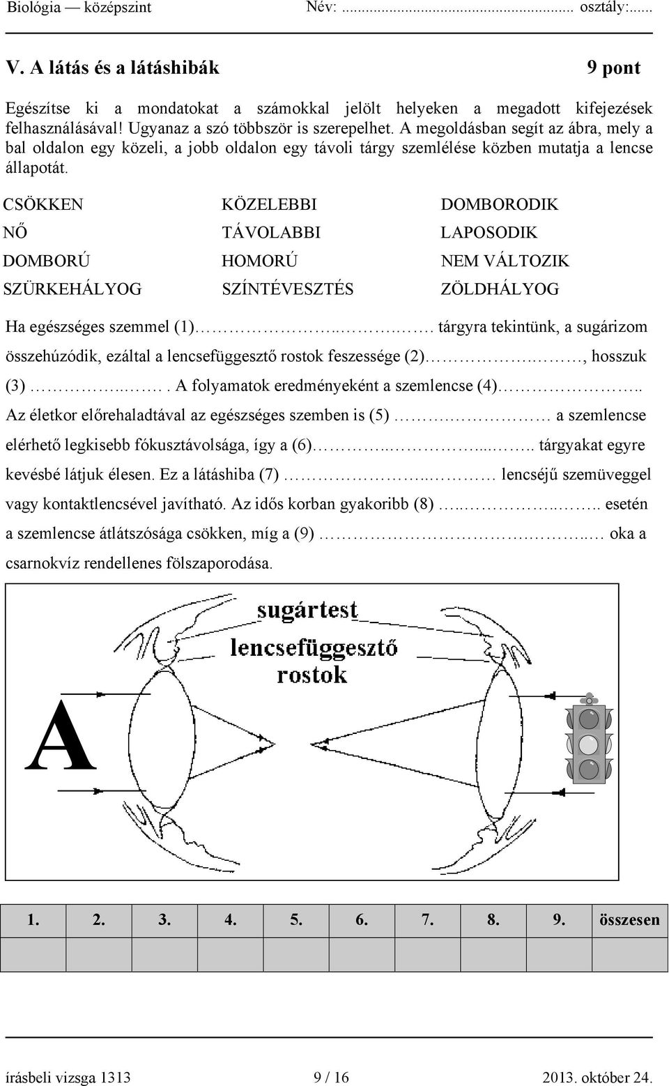 CSÖKKEN KÖZELEBBI DOMBORODIK NŐ TÁVOLABBI LAPOSODIK DOMBORÚ HOMORÚ NEM VÁLTOZIK SZÜRKEHÁLYOG SZÍNTÉVESZTÉS ZÖLDHÁLYOG Ha egészséges szemmel (1).