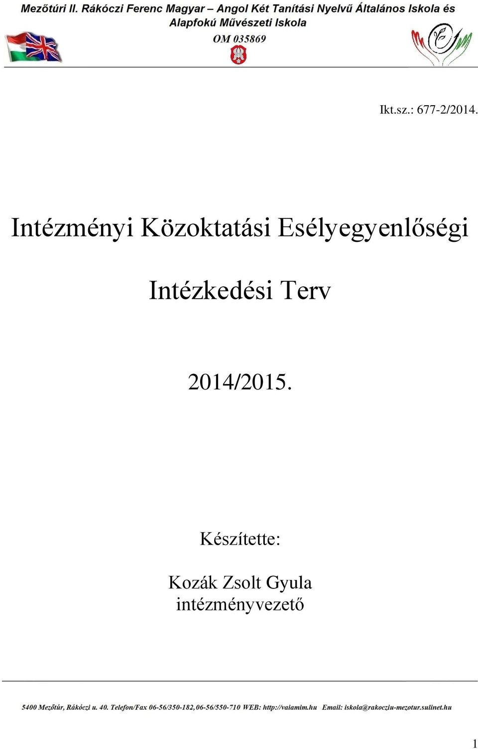 Esélyegyenlőségi Intézkedési Terv