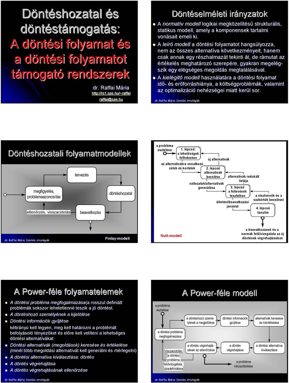 A leíró modell a döntési folyamatot hangsúlyozza, nem az összes alternatíva következményeit, hanem csak annak egy részhalmazát tekinti át, de rámutat az értékelés meghatározó szerepére, gyakran