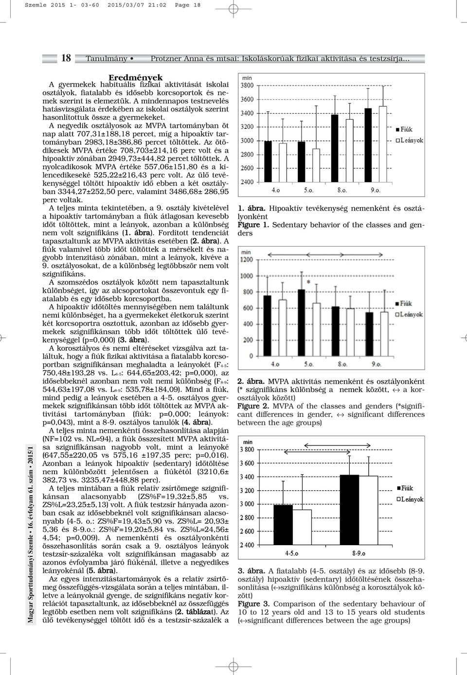 A mindennapos testnevelés hatásvizsgálata érdekében az iskolai osztályok szerint hasonlítottuk össze a gyermekeket.