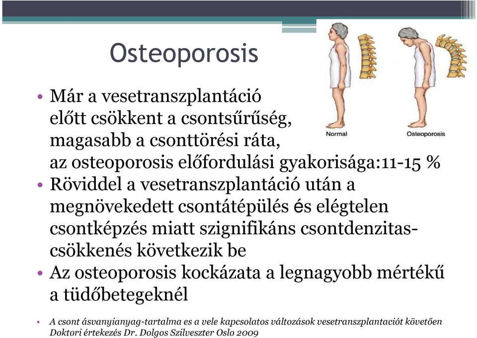 miatt szignifikáns csontdenzitascsökkenés következik be Az osteoporosis kockázata a legnagyobb mértékű a tüdőbetegeknél A