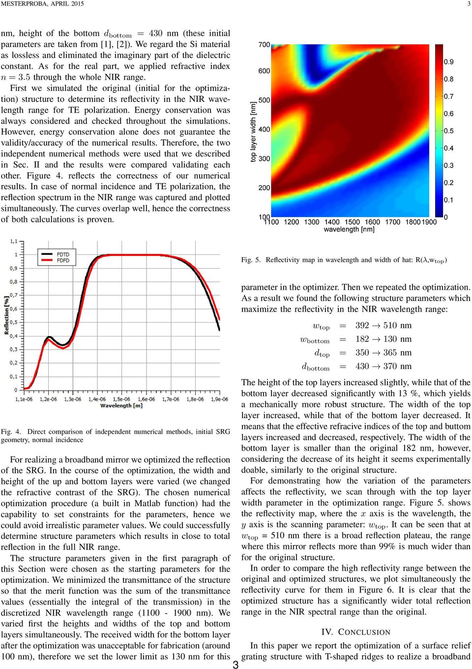 First we simulated the original (initial for the optimization) structure to determine its reflectivity in the NIR wavelength range for TE polarization.