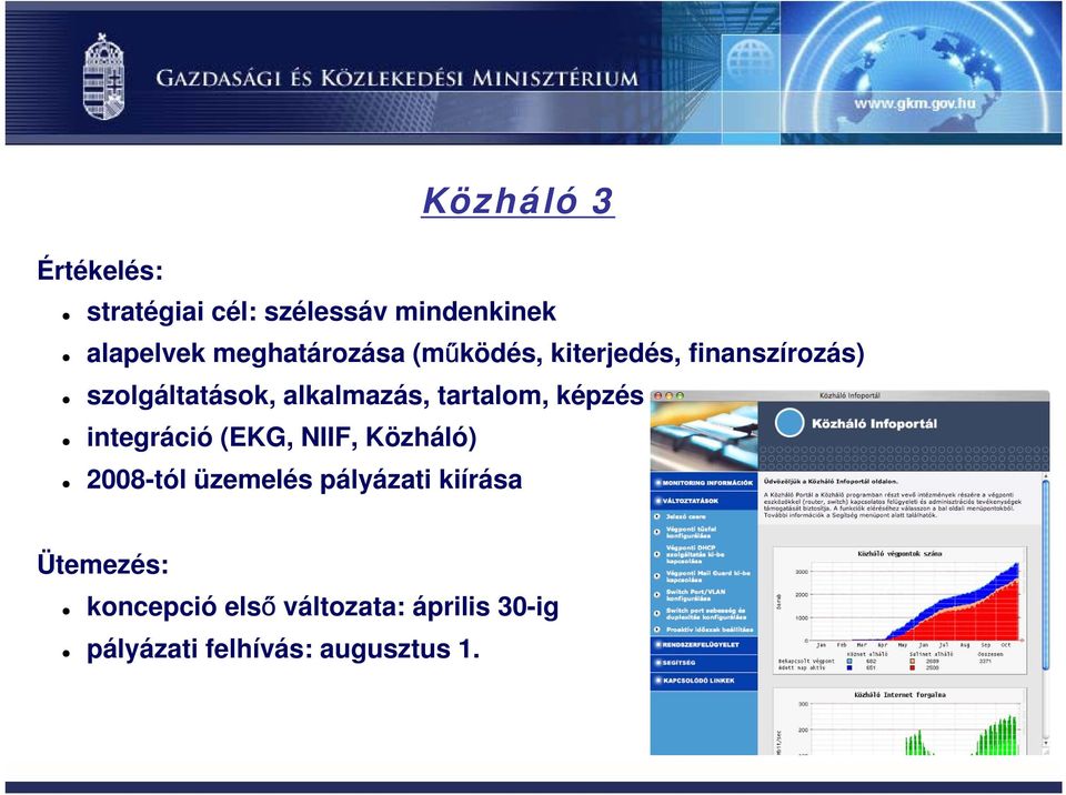 tartalom, képzés integráció (EKG, NIIF, Közháló) 2008-tól üzemelés pályázati