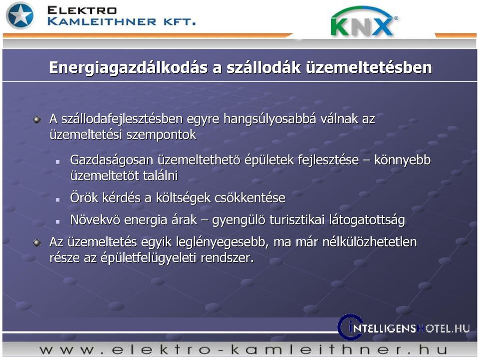 üzemeltetıt t találni lni Örök k kérdk rdés s a költsk ltségek csökkent kkentése Növekvı energia árak gyengülı