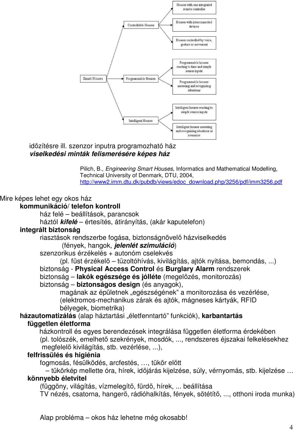 pdf Mire képes lehet egy okos ház kommunikáció/ telefon kontroll ház felé beállítások, parancsok háztól kifelé értesítés, átirányítás, (akár kaputelefon) integrált biztonság riasztások rendszerbe