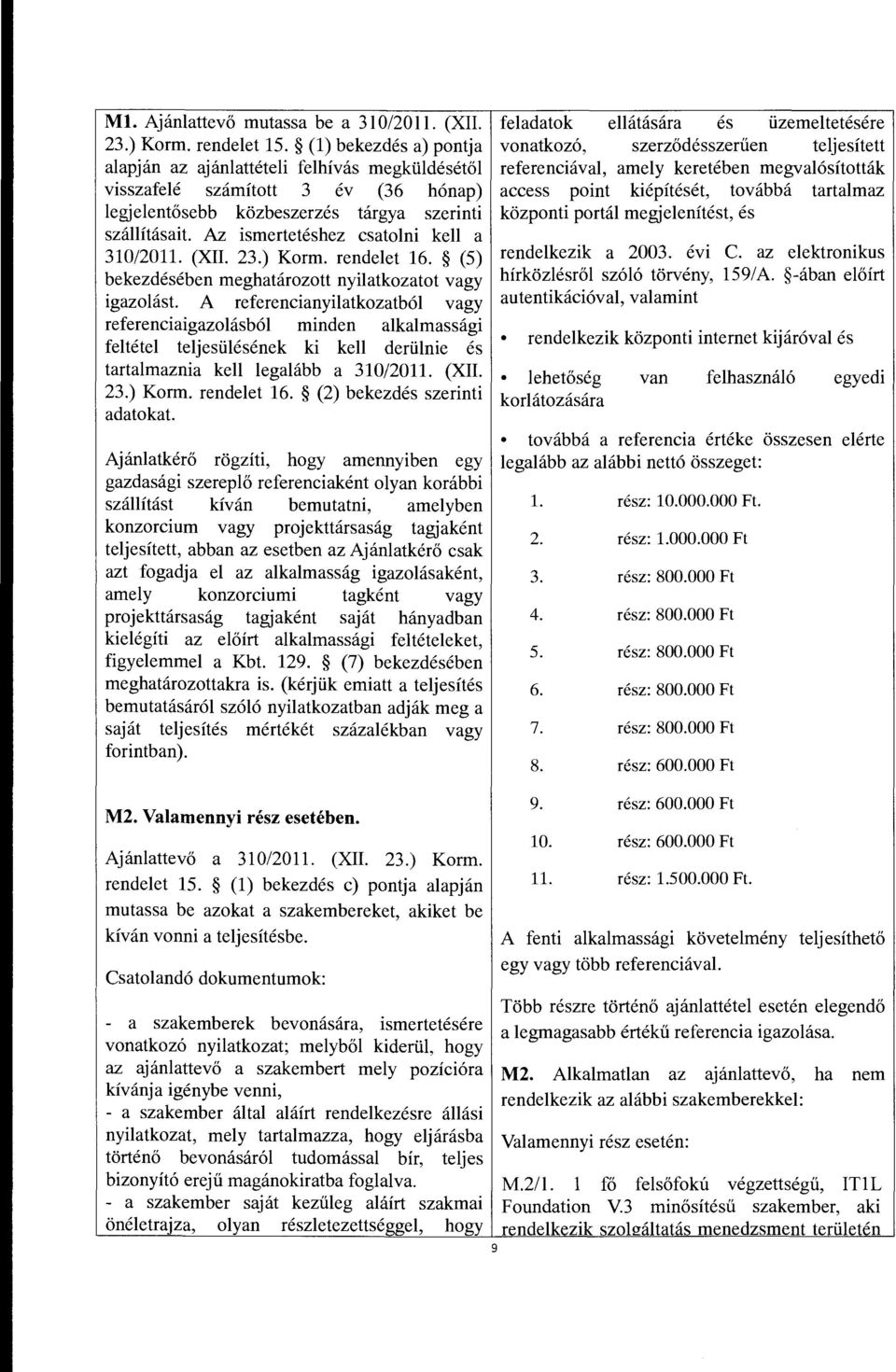 Az ismerteteshez csatolni kell a 310/2011. (XII. 23.) Korm. rendelet 16. (5) bekezdeseben meghatarozott nyilatkozatot vagy igazolast.