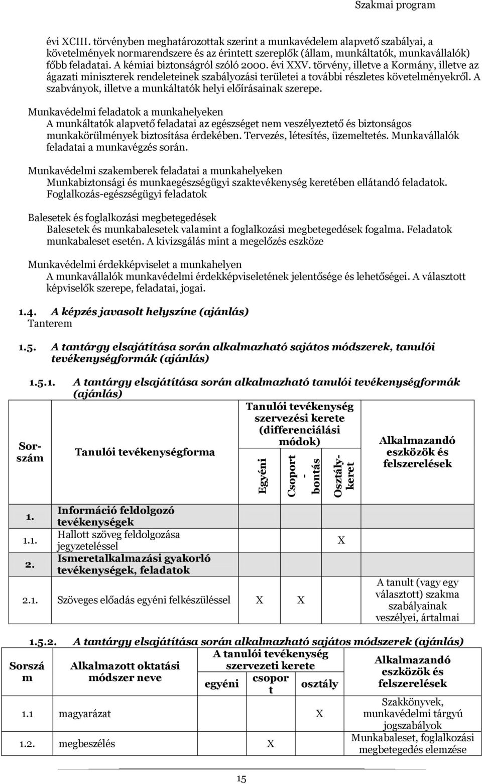 A szabványok, illetve a munkáltatók helyi előírásainak szerepe.