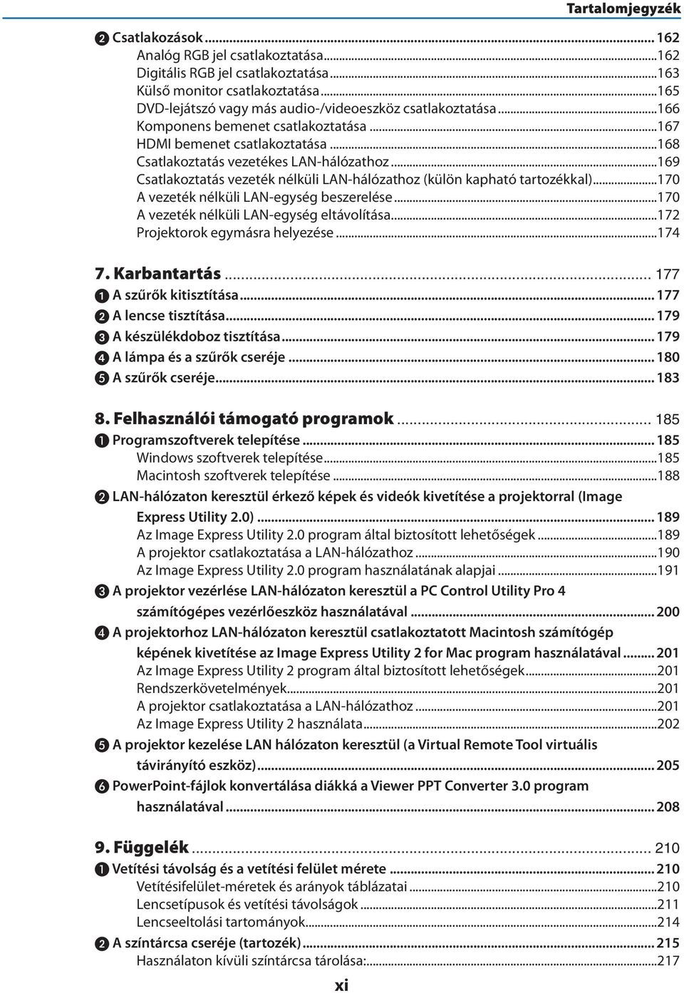 ..169 Csatlakoztatás vezeték nélküli LAN-hálózathoz (külön kapható tartozékkal)...170 A vezeték nélküli LAN-egység beszerelése...170 A vezeték nélküli LAN-egység eltávolítása.