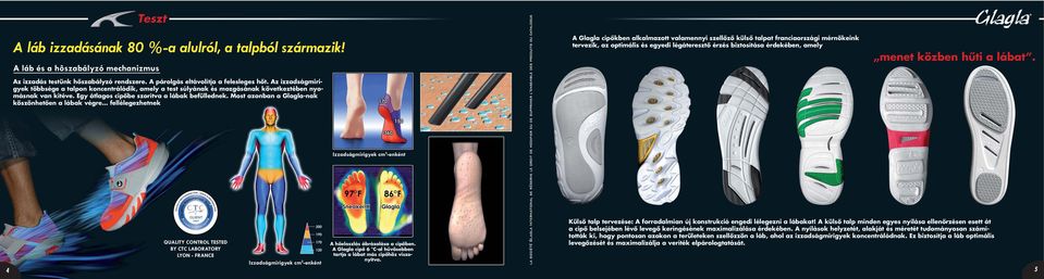 Most azonban a Glagla-nak köszönhetôen a lábak végre fellélegezhetnek A Glagla cipôkben alkalmazott valamennyi szellôzô külsô talpat franciaországi mérnökeink tervezik, az optimális és egyedi