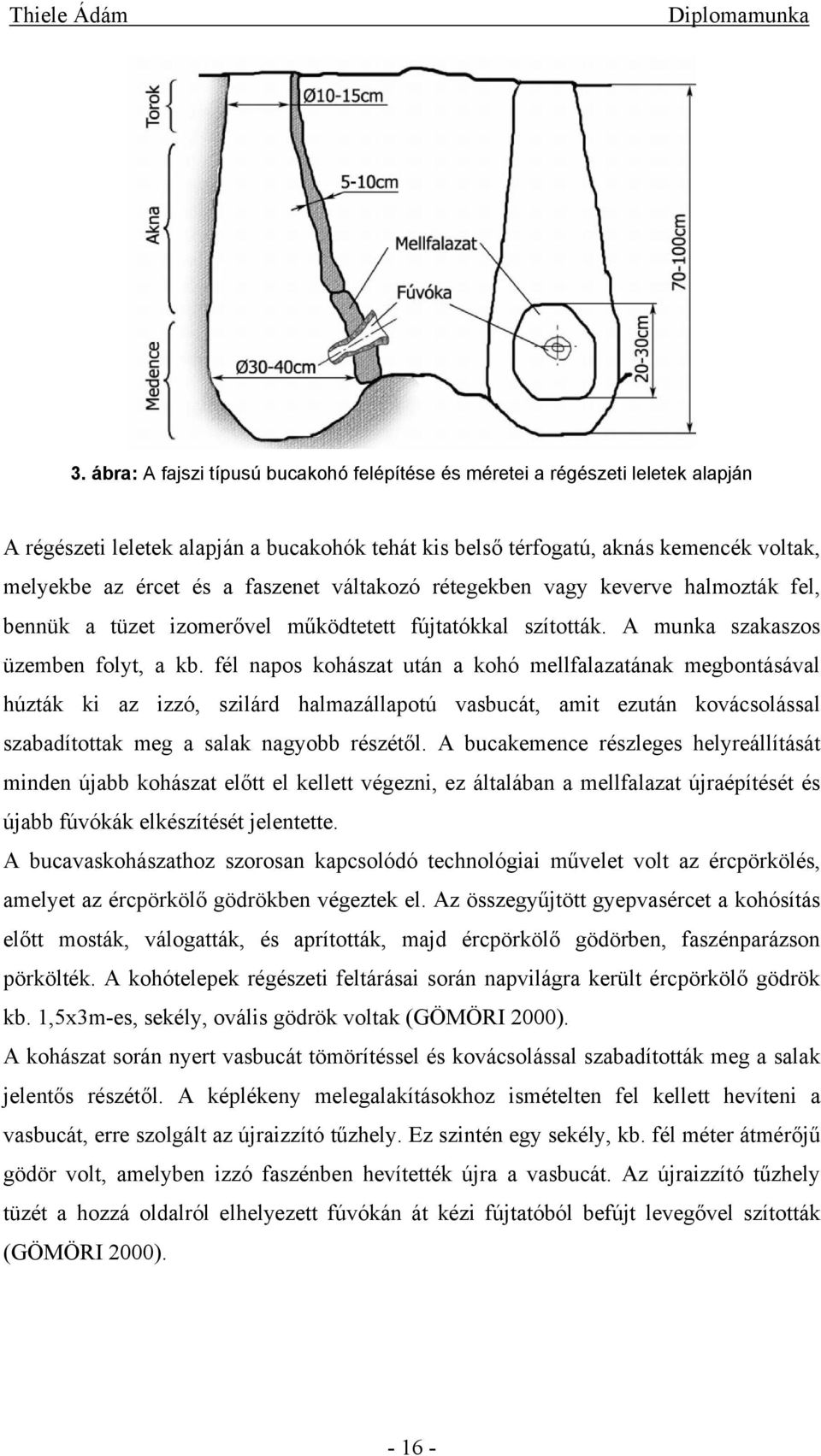 fél napos kohászat után a kohó mellfalazatának megbontásával húzták ki az izzó, szilárd halmazállapotú vasbucát, amit ezután kovácsolással szabadítottak meg a salak nagyobb részétől.