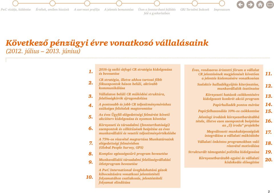 felelősségkörök újragondolása A pontosabb és jobb CR teljesítményméréshez szükséges feltételek megteremtése Az éves Ügyfél-elégedettségi felmérést követő akcióterv kidolgozása és nyomon követése