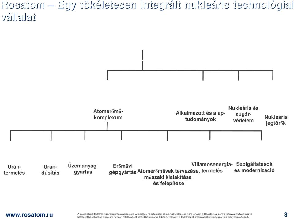 kialakítása és felépítése A prezentáció tartalma kizárólag információs célokat szolgál, nem tekintendő ajánlattételnek és nem jár sem a Rosatomra, sem a