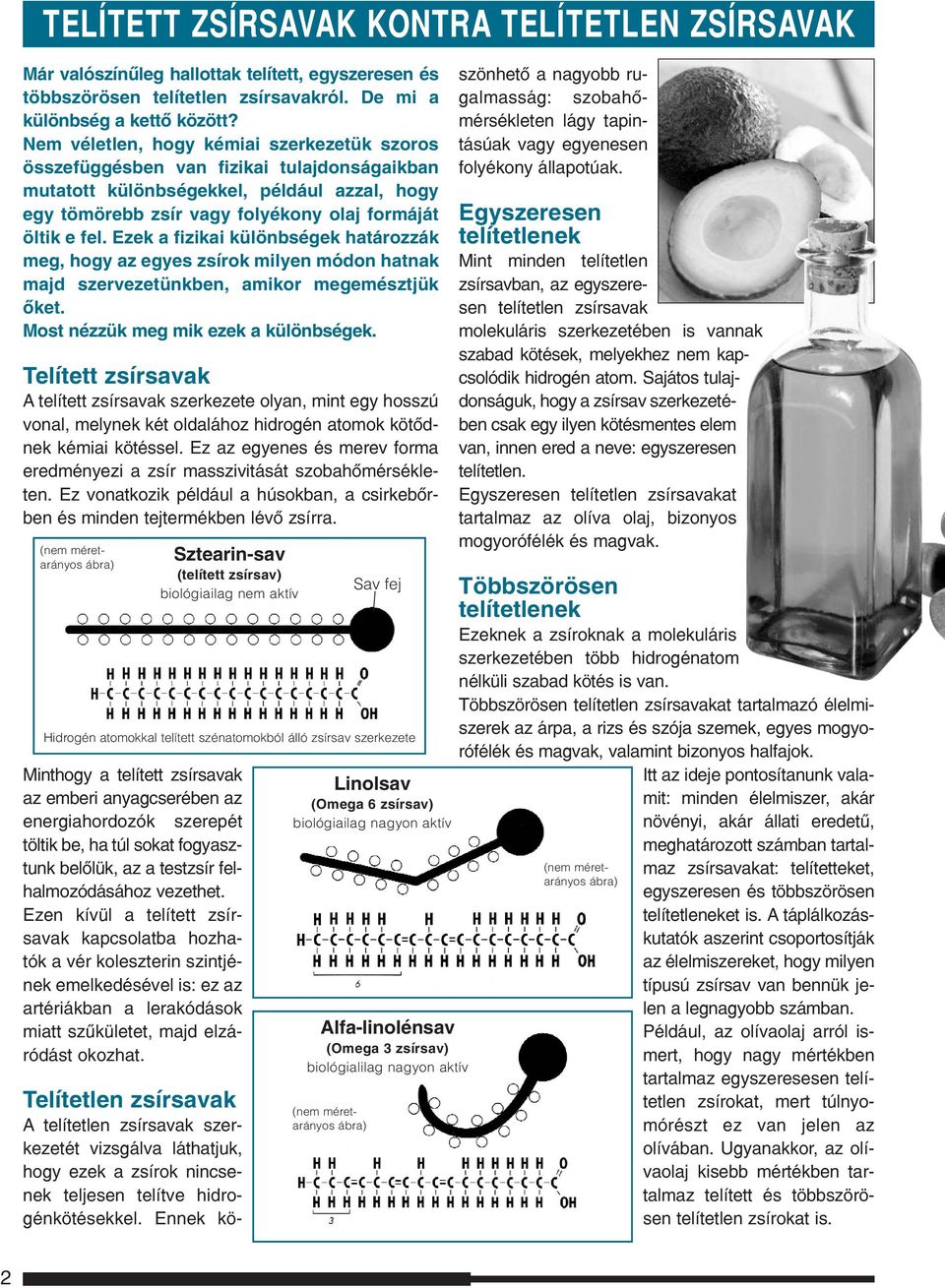 Ezek a fizikai különbségek határozzák meg, hogy az egyes zsírok milyen módon hatnak majd szervezetünkben, amikor megemésztjük õket. Most nézzük meg mik ezek a különbségek.