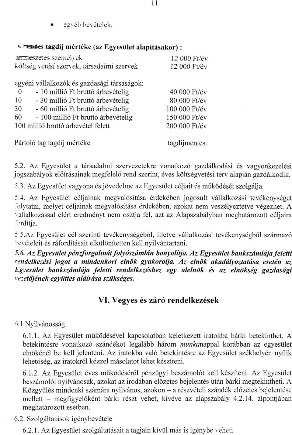 arbevetelig 30-60 milli6 Ft brutt6 arbevetelig 60-100 milli6 Ft brutt6 arbevetelig 100 milli6 brutt6 arbevetel felett Partol6 tag tagdij merteke 40000 Ft/ev 80000 Ft/ev 100 000 Ft/ev 150 000 Ft/ev