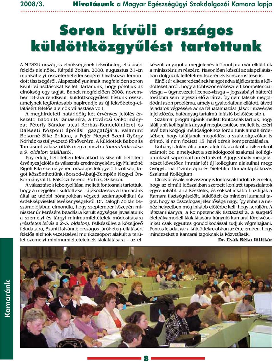 2008. augusztus 31-én munkahelyi összeférhetetlenségére hivatkozva lemondott tisztségérõl.