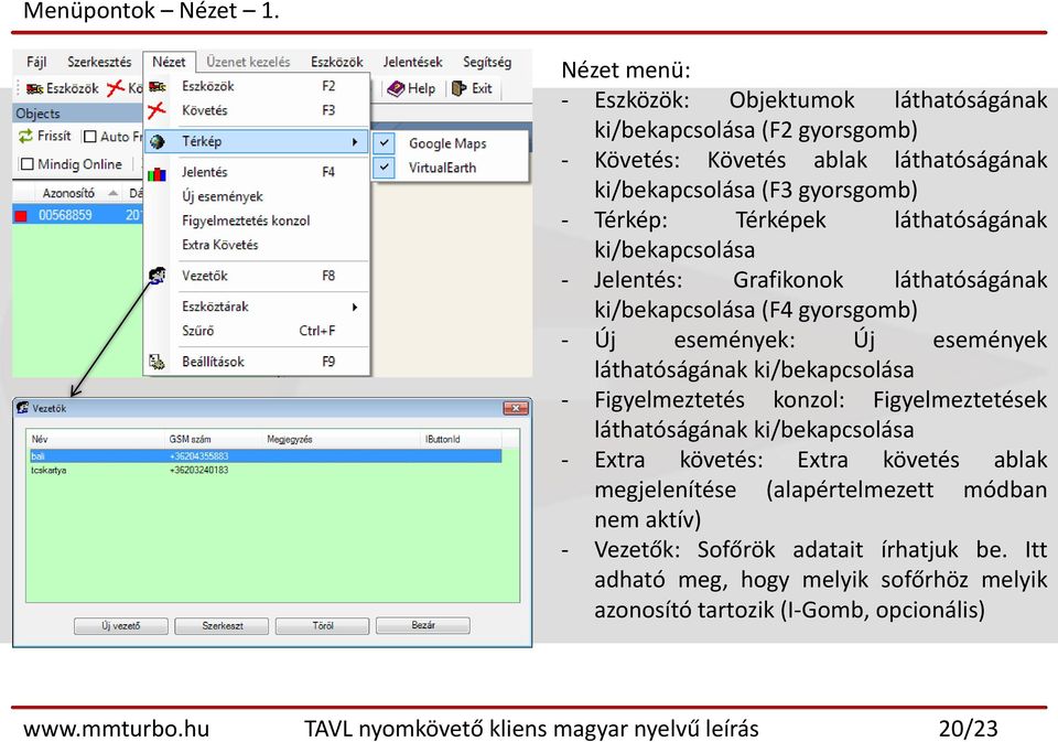 láthatóságának ki/bekapcsolása - Jelentés: Grafikonok láthatóságának ki/bekapcsolása (F4 gyorsgomb) - Új események: Új események láthatóságának ki/bekapcsolása -