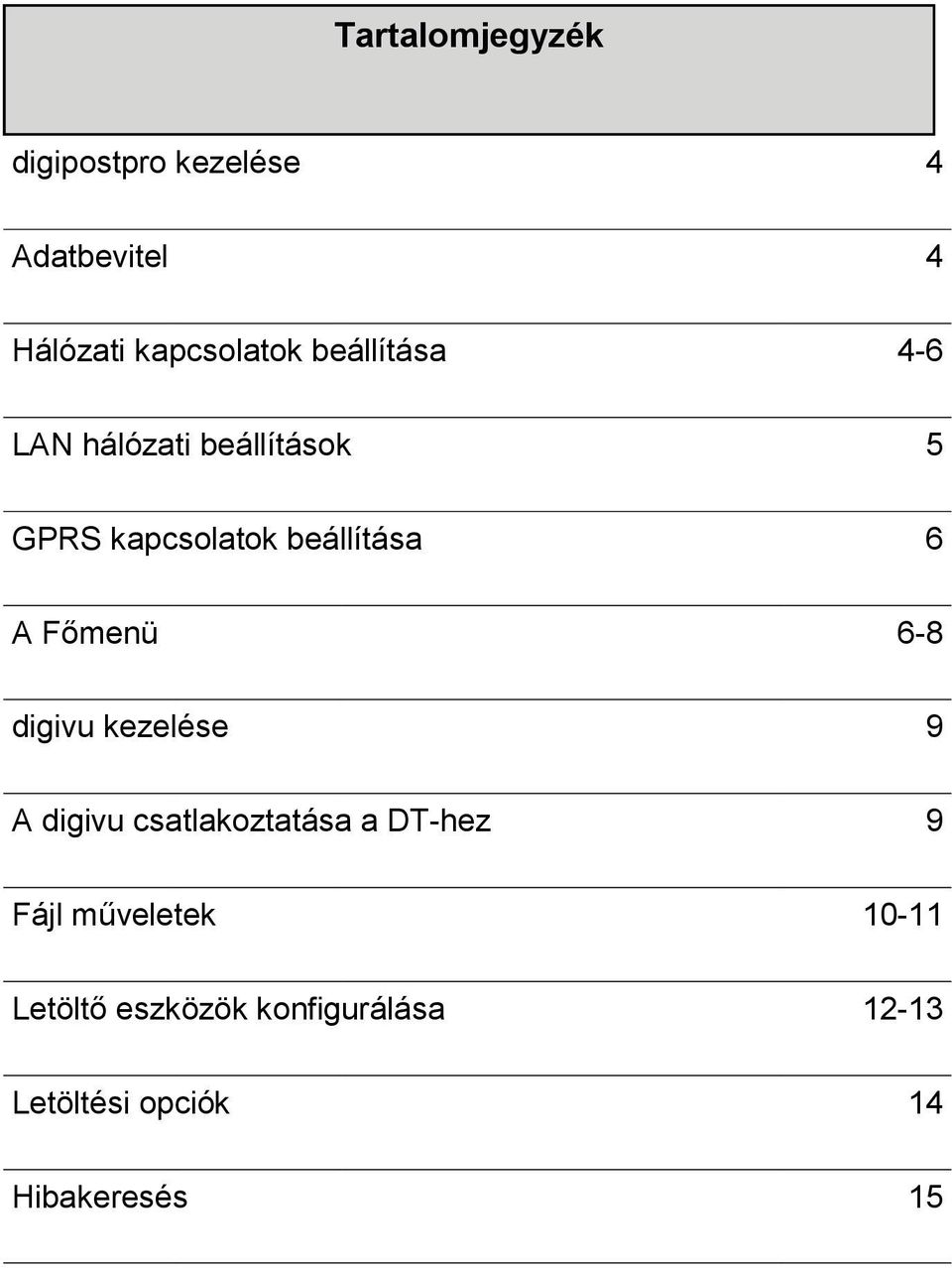 Főmenü 6-8 digivu kezelése 9 A digivu csatlakoztatása a DT-hez 9 Fájl