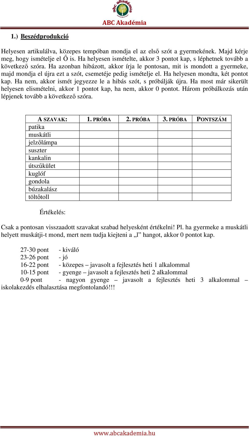 Ha azonban hibázott, akkor írja le pontosan, mit is mondott a gyermeke, majd mondja el újra ezt a szót, csemetéje pedig ismételje el. Ha helyesen mondta, két pontot kap.