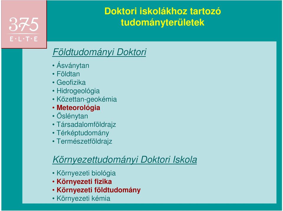 Társadalomföldrajz Térképtudomány Természetföldrajz Környezettudományi Doktori