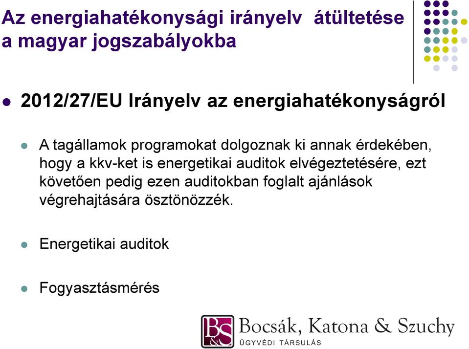 energetikai auditok elvégeztetésére, ezt követően pedig ezen