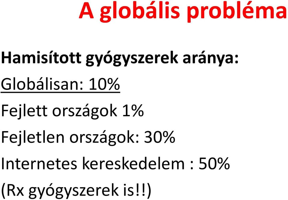 Fejlett országok 1% Fejletlen országok: