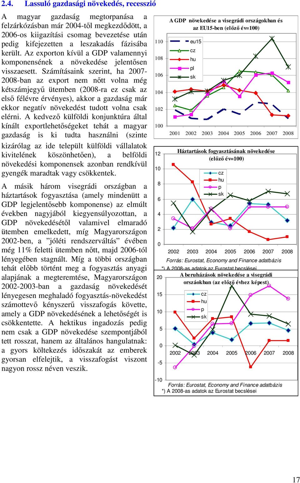 Számításaink szerint, ha 27-28-ban az export nem nőtt volna még kétszámjegyű ütemben (28-ra ez csak az első félévre érvényes), akkor a gazdaság már ekkor negatív növekedést tudott volna csak elérni.