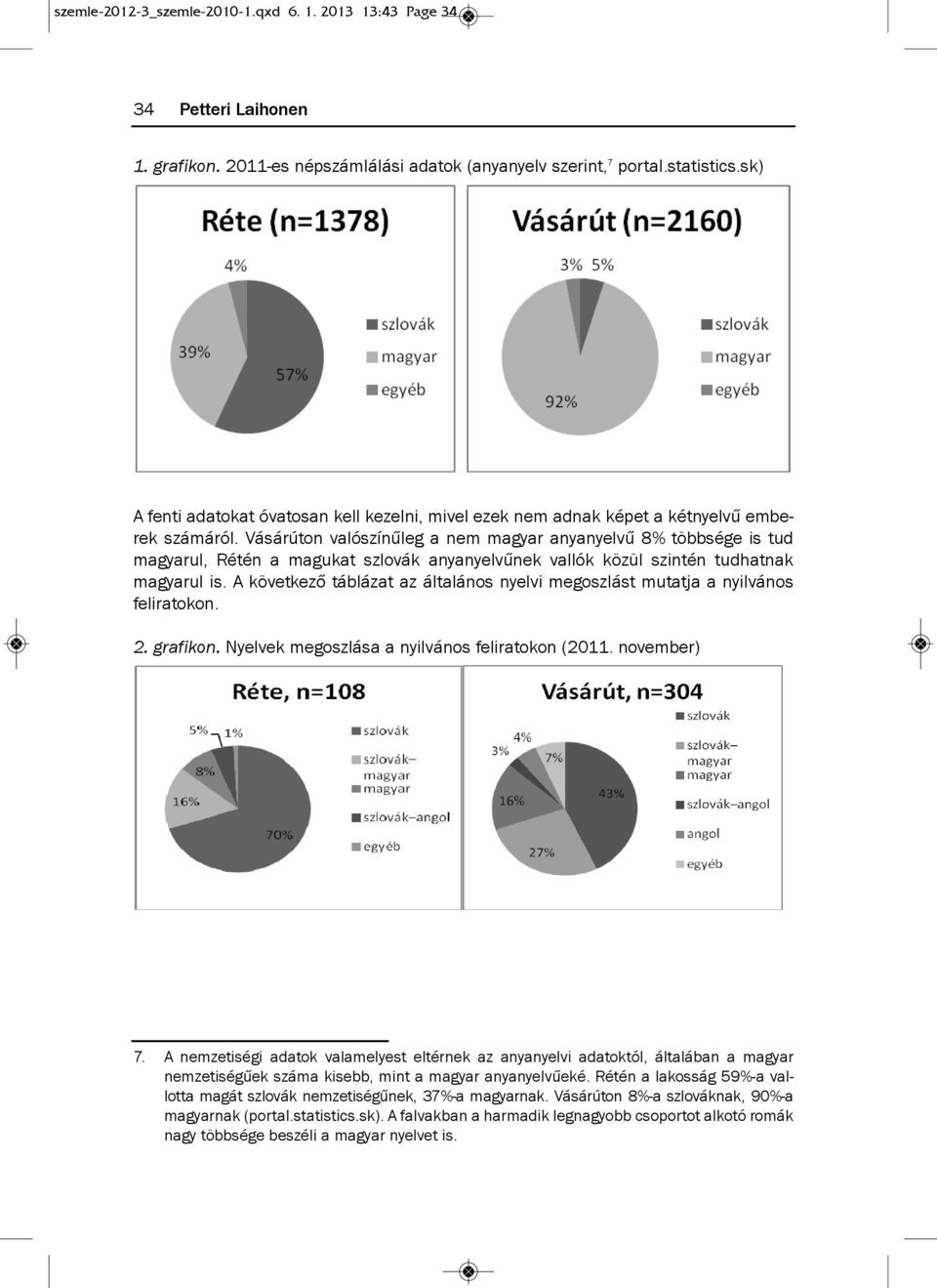 vásárúton valószínűleg a nem magyar anyanyelvű 8% többsége is tud magyarul, rétén a magukat szlovák anyanyelvűnek vallók közül szintén tudhatnak magyarul is.