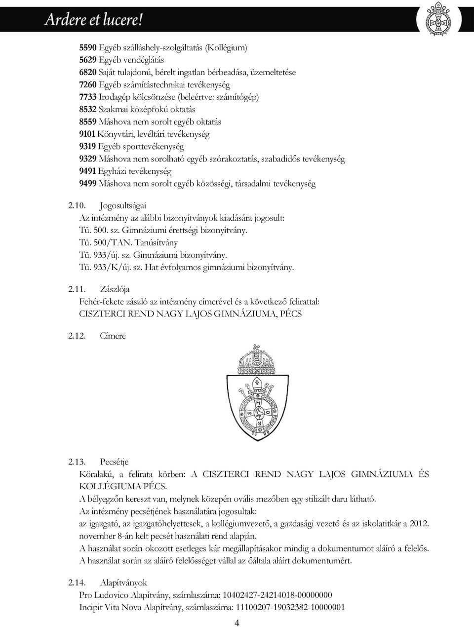 egyéb szórakoztatás, szabadidős tevékenység 9491 Egyházi tevékenység 9499 Máshova nem sorolt egyéb közösségi, társadalmi tevékenység 2.10.