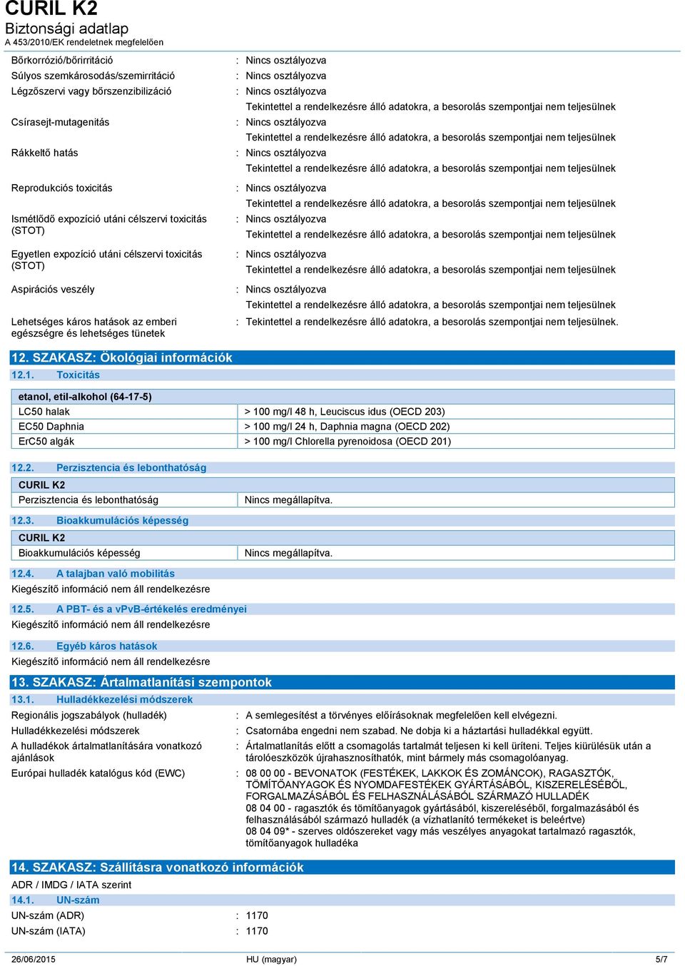 . SZAKASZ: Ökológiai információk 12