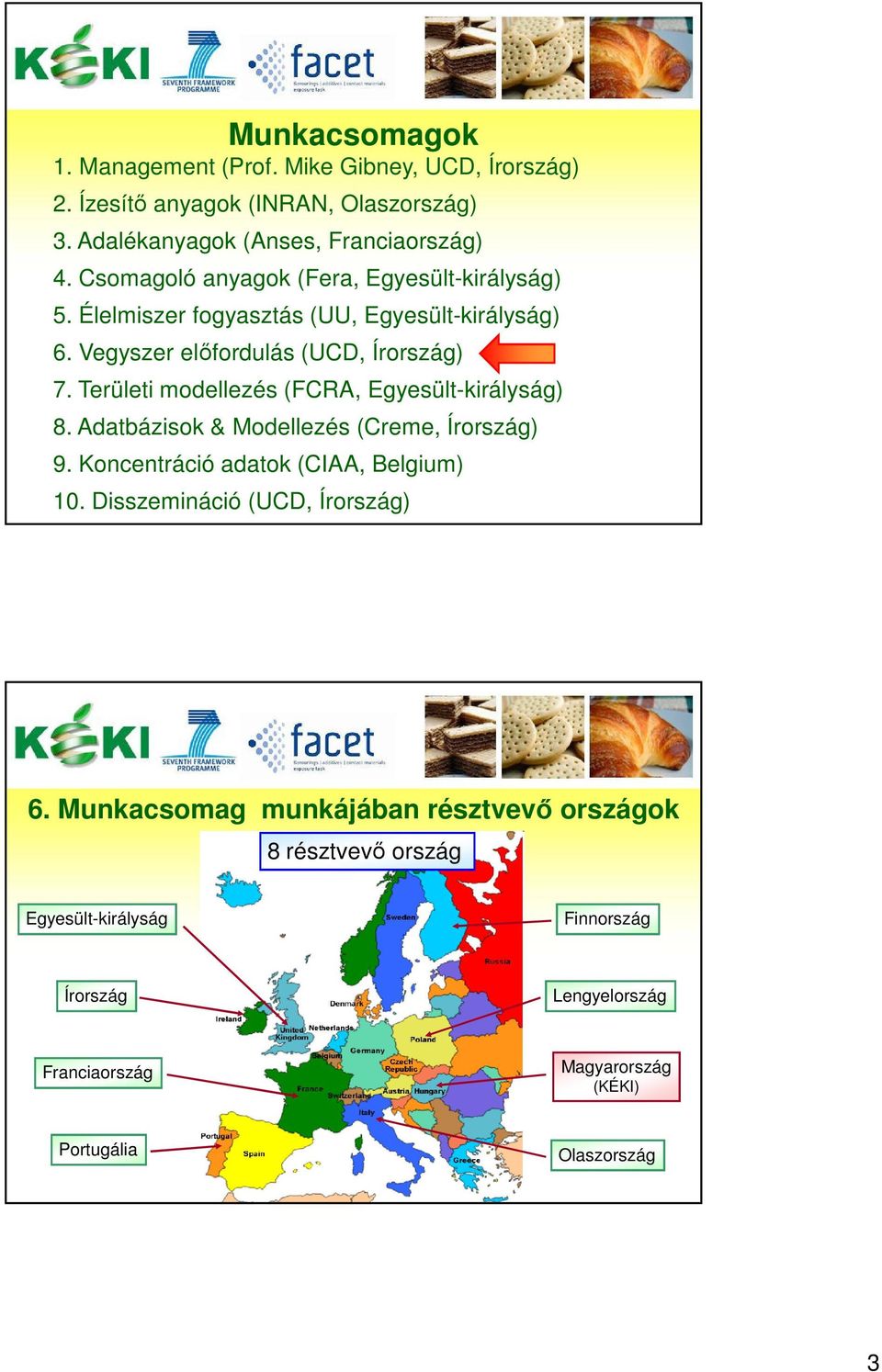 Területi modellezés (FCRA, Egyesült-királyság) 8. Adatbázisok & Modellezés (Creme, Írország) 9. Koncentráció adatok (CIAA, Belgium) 1.