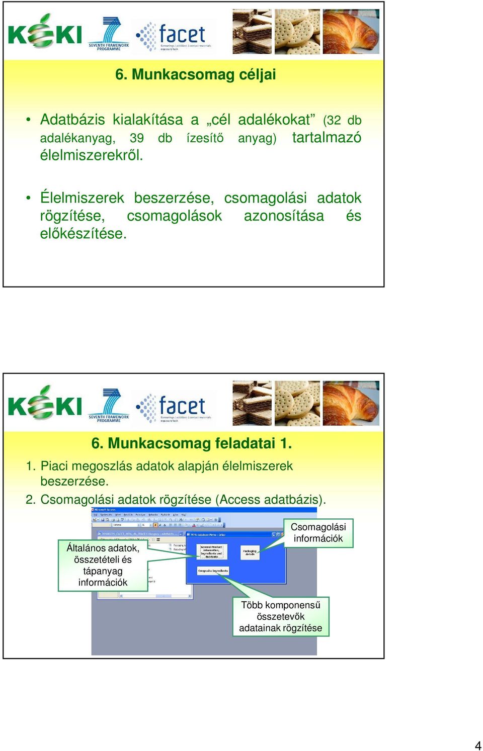 Munkacsomag feladatai 1. 1. Piaci megoszlás adatok alapján élelmiszerek beszerzése.