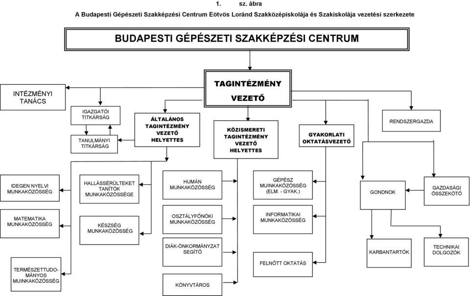 TAGINTÉZMÉNY VEZETŐ IGAZGATÓI TITKÁRSÁG TANULMÁNYI TITKÁRSÁG ÁLTALÁNOS TAGINTÉZMÉNY VEZETŐ HELYETTES KÖZISMERETI TAGINTÉZMÉNY VEZETŐ HELYETTES GYAKORLATI OKTATÁSVEZETŐ RENDSZERGAZDA