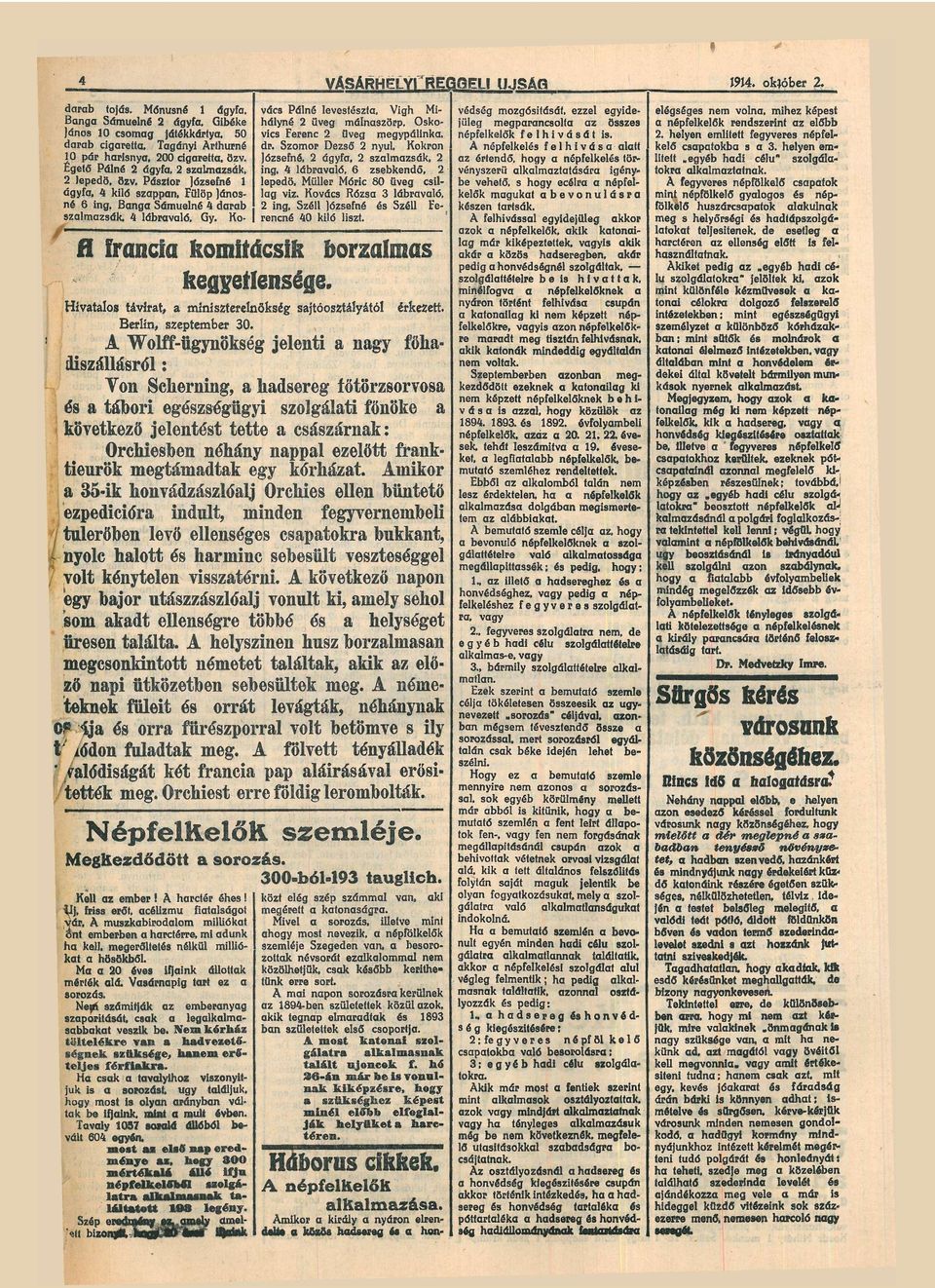 Ko vács Pálné lvstészt, Vigh Mihályné 2 üvg málnszörp, Oskovics Frnc 2 üvg mgypálink, dr.