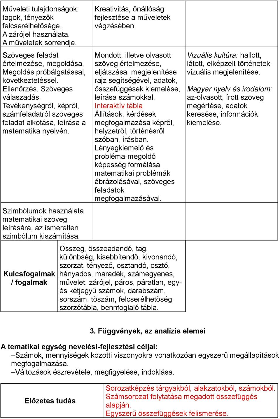 Szimbólumok használata matematikai szöveg leírására, az ismeretlen szimbólum kiszámítása. Kulcsfogalmak / fogalmak Kreativitás, önállóság fejlesztése a műveletek végzésében.