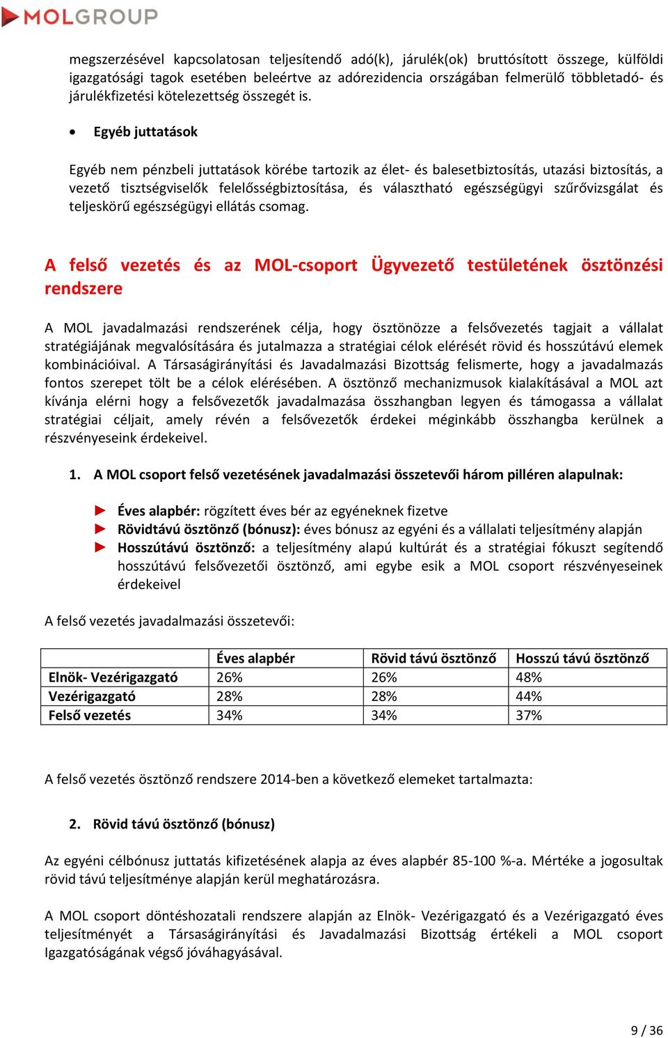 Egyéb juttatások Egyéb nem pénzbeli juttatások körébe tartozik az élet- és balesetbiztosítás, utazási biztosítás, a vezető tisztségviselők felelősségbiztosítása, és választható egészségügyi