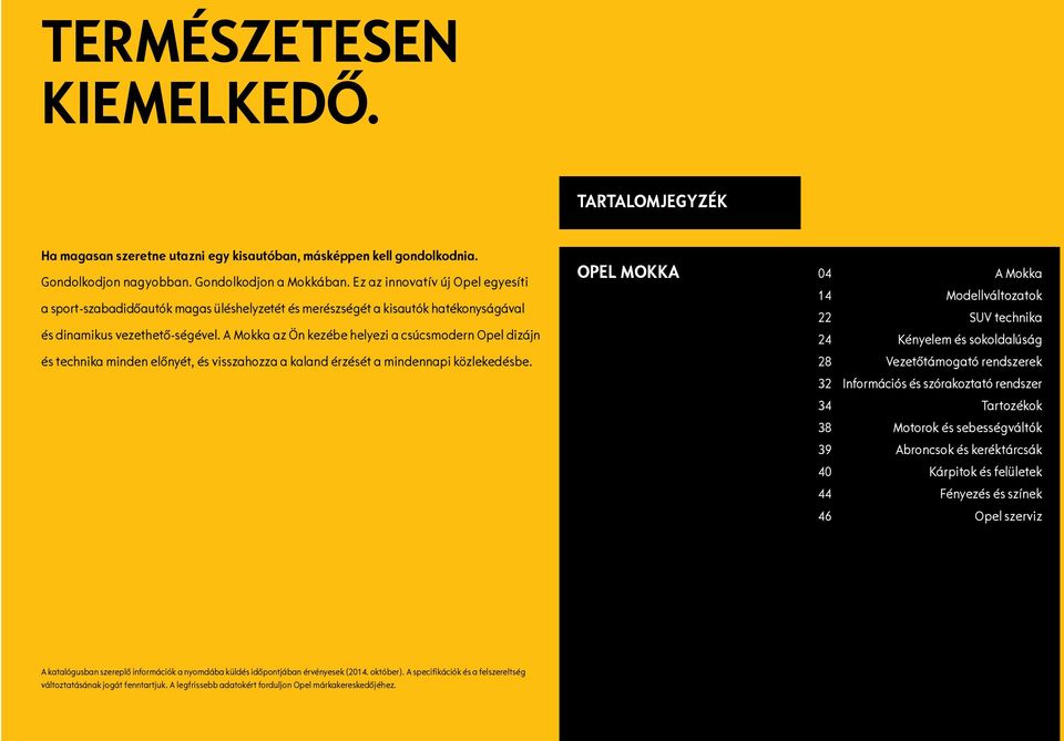 A Mokka az Ön kezébe helyezi a csúcsmodern Opel dizájn és technika minden előnyét, és visszahozza a kaland érzését a mindennapi közlekedésbe.