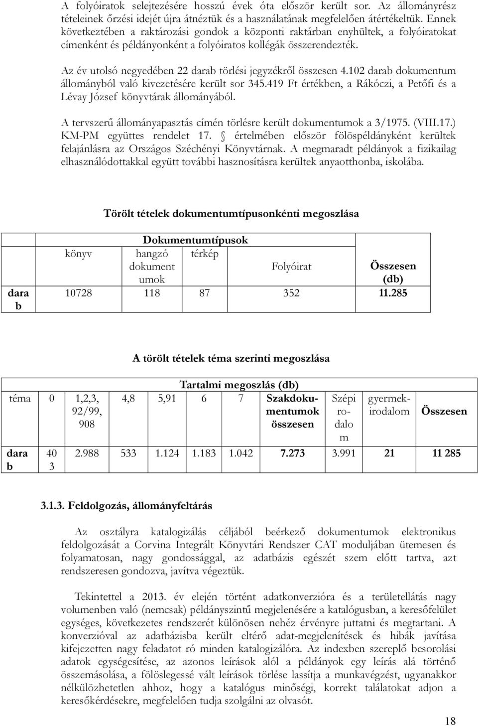 Az év utolsó negyedében 22 darab törlési jegyzékről összesen 4.102 darab dokumentum állományból való kivezetésére került sor 345.