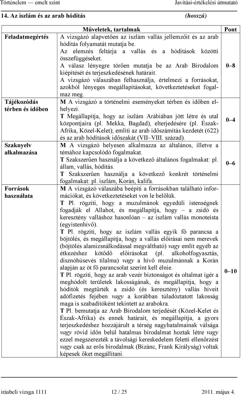 A válasz lényegre törően mutatja be az Arab Birodalom kiépítését és terjeszkedésének határait.