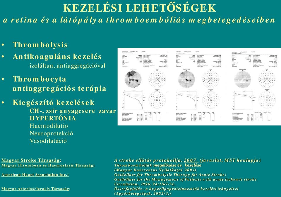 : Magyar Arterisclersis Társaság: A strke ellátás prtkllja, 2007 (javaslat, MST hnlapja) Thrmbembóliák megelőzése és kezelése (Magyar Knszenzus Nyilatkzat 2001) Guidelines fr Thrmblytic