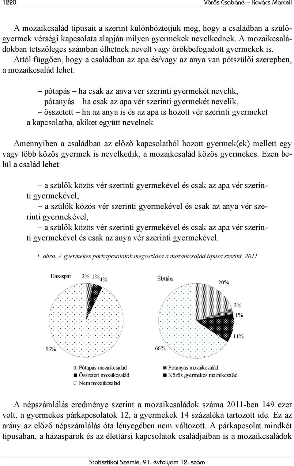 Attól függően, hogy a családban az apa és/vagy az anya van pótszülői szerepben, a mozaikcsalád lehet: pótapás ha csak az anya vér szerinti gyermekét nevelik, pótanyás ha csak az apa vér szerinti