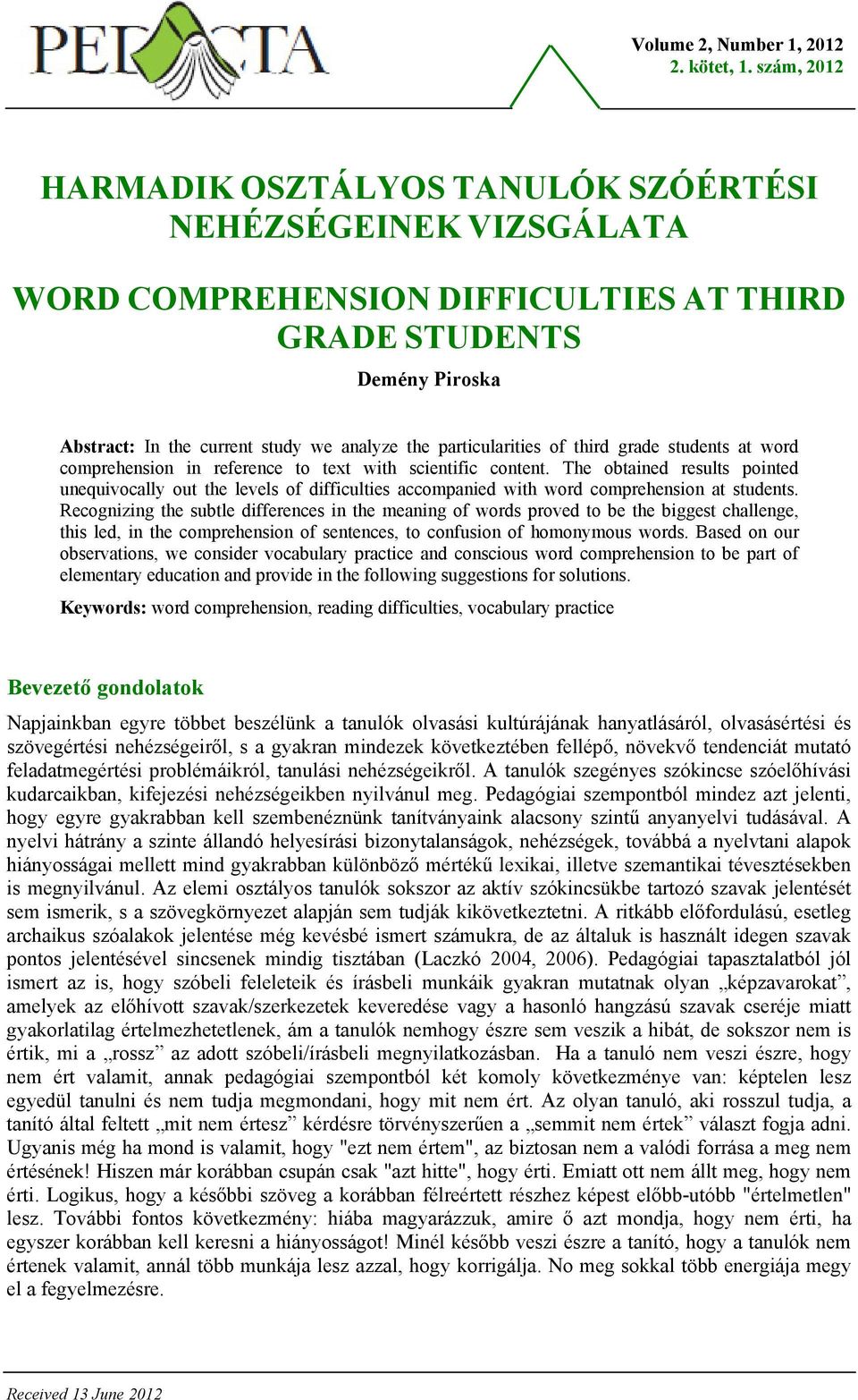 particularities of third grade students at word comprehension in reference to text with scientific content.