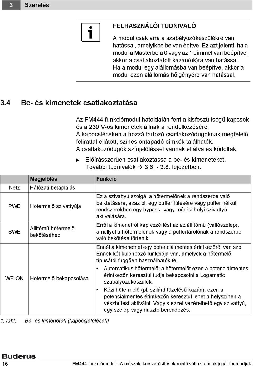 Ha a modul egy alállomásba van beépítve, akkor a modul ezen alállomás hőigényére van hatással. 3.