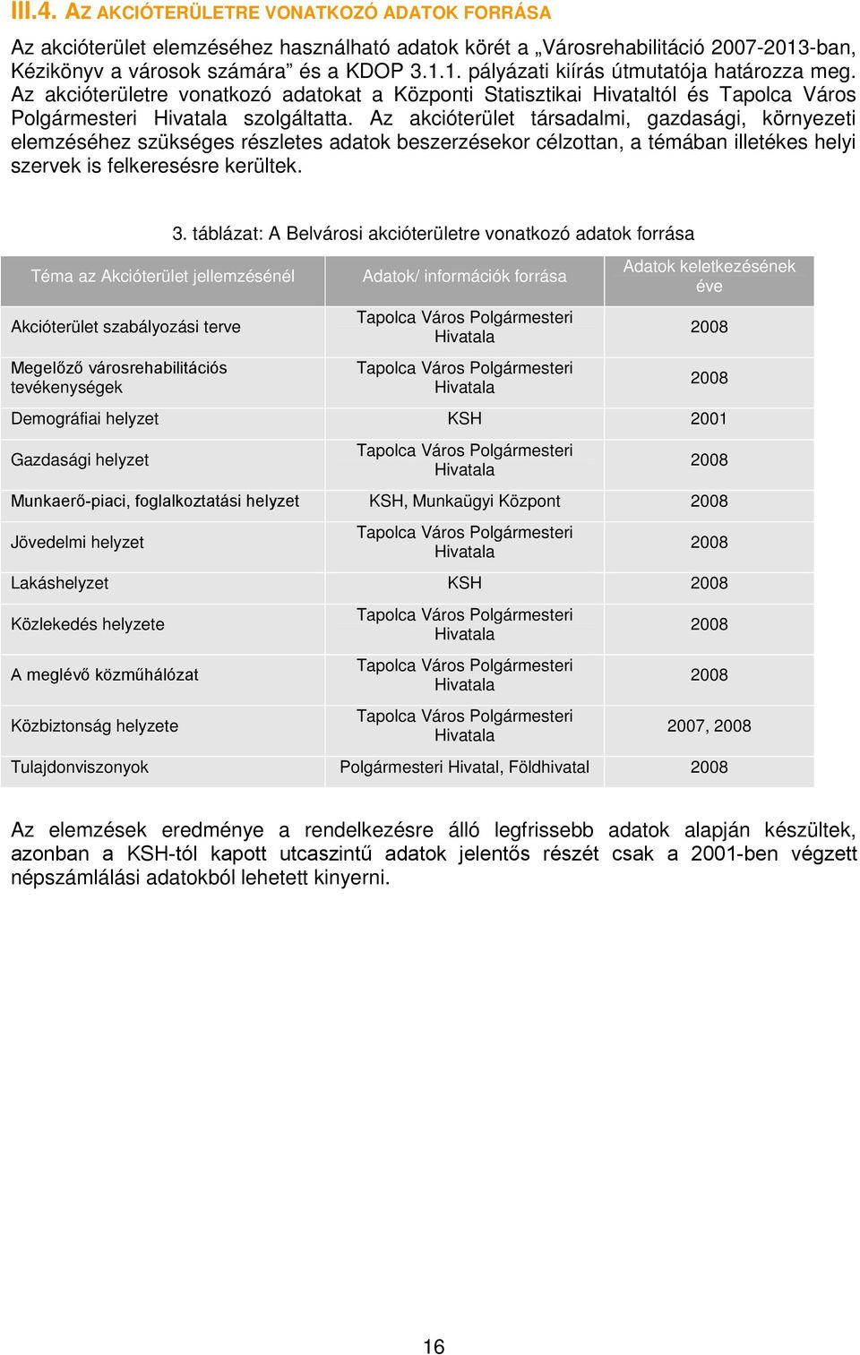 Az akcióterület társadalmi, gazdasági, környezeti elemzéséhez szükséges részletes adatok beszerzésekor célzottan, a témában illetékes helyi szervek is felkeresésre kerültek.