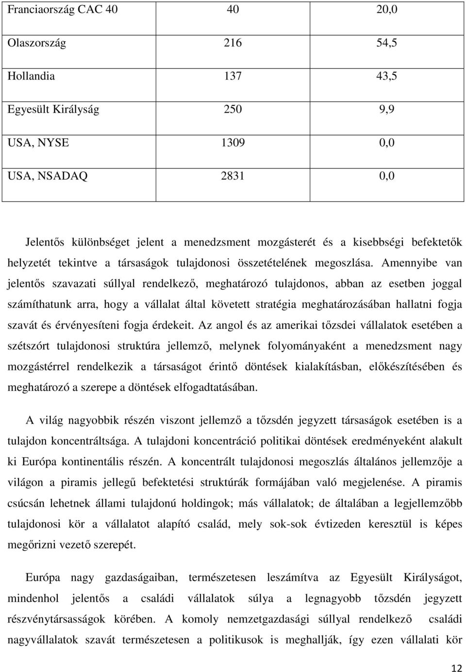 Amennyibe van jelentıs szavazati súllyal rendelkezı, meghatározó tulajdonos, abban az esetben joggal számíthatunk arra, hogy a vállalat által követett stratégia meghatározásában hallatni fogja szavát