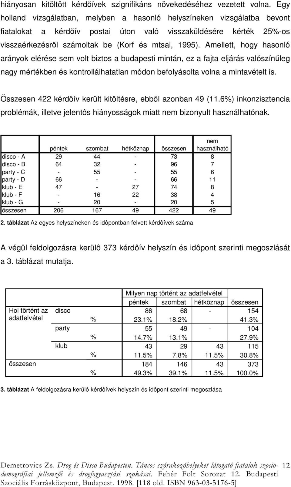 Amellett, hogy hasonló arányok elérése sem volt biztos a budapesti mintán, ez a fajta eljárás valószínleg nagy mértékben és kontrollálhatatlan módon befolyásolta volna a mintavételt is.